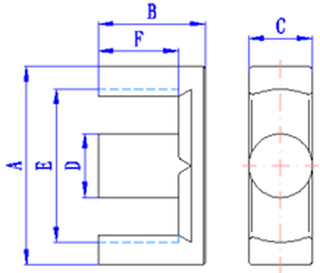 EC Cores Dimensional drawing