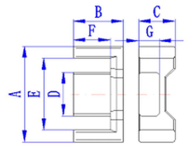 EFD Cores Dimensional drawing